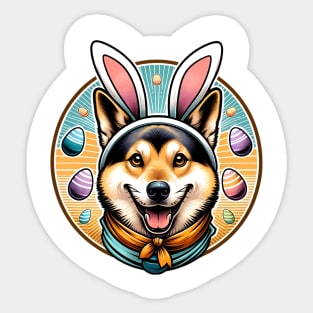 Swedish Vallhund Celebrates Easter with Bunny Ears Sticker